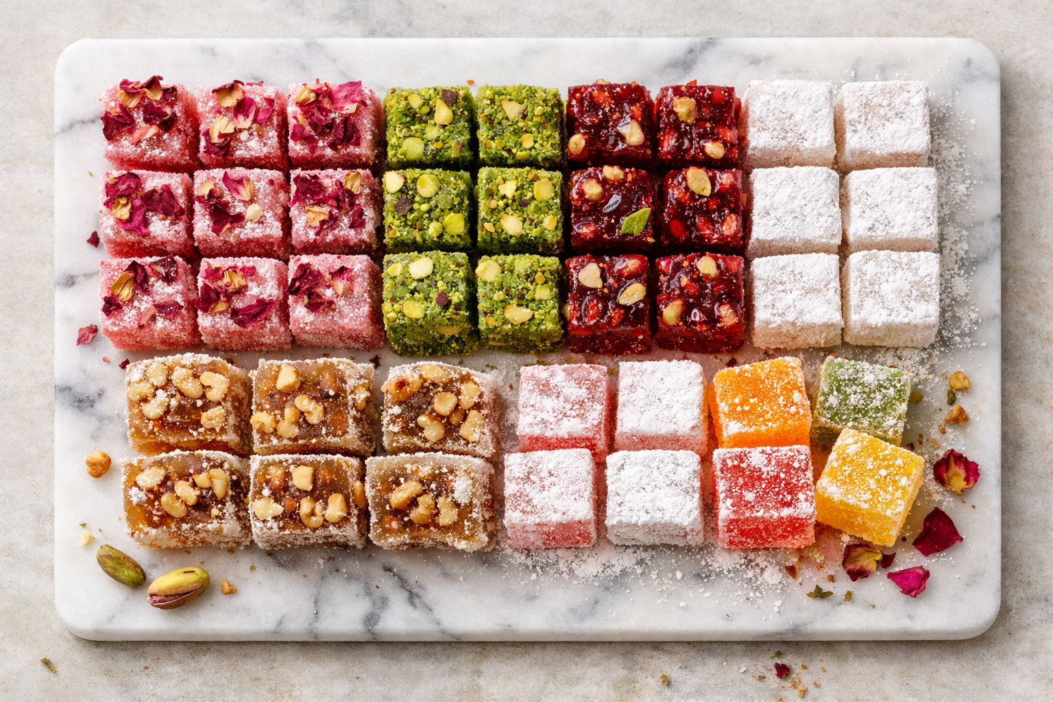 Farkli lokum cesitleri bir arada