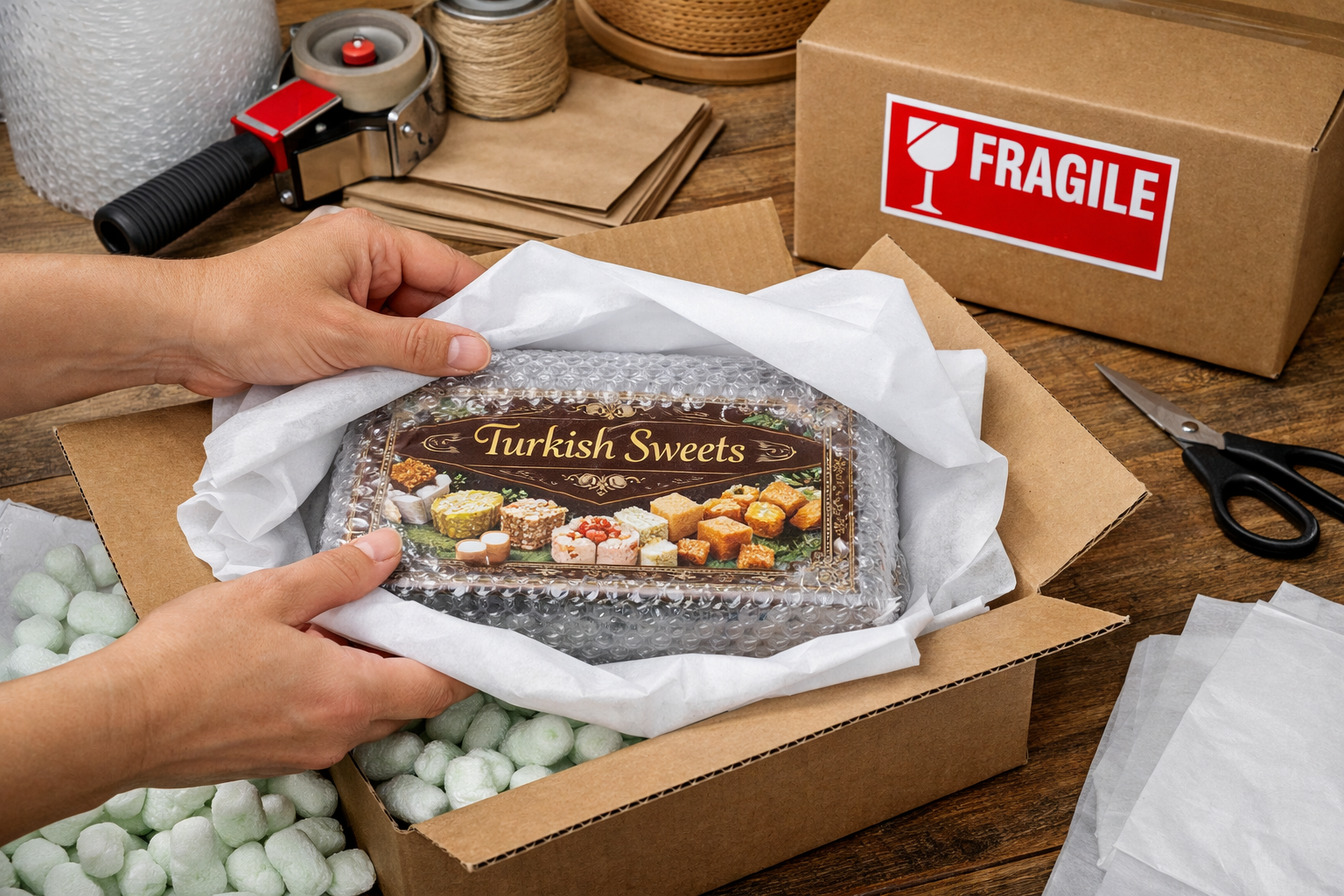 Tatli kutusunun ozenle paketlenmesi